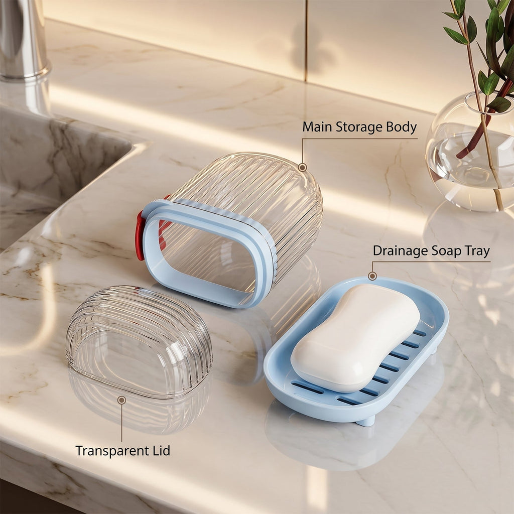 Bathroom Accessories Combo Set Stylish & Travel-Friendly Organisation - Back View