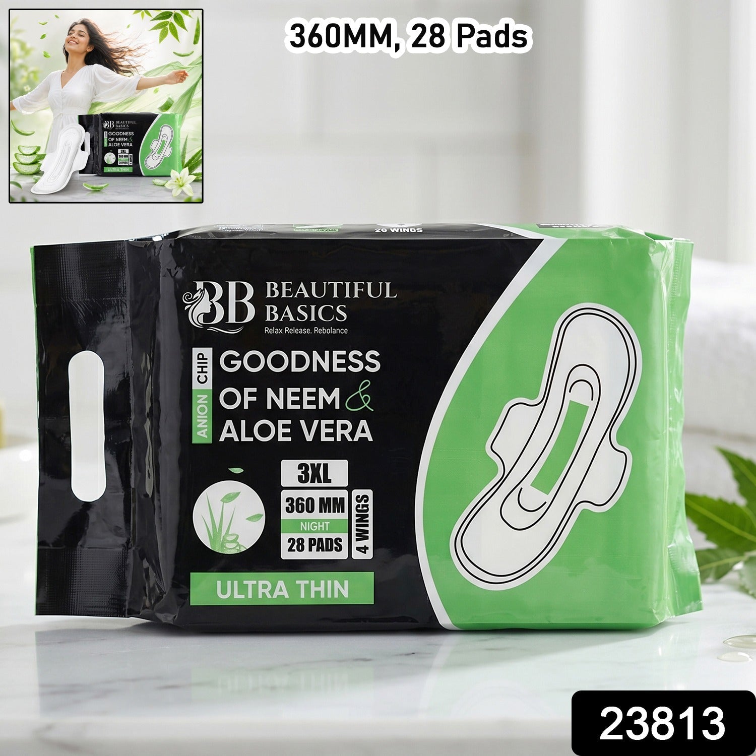 Sanitary Pads Extra Long Night Protection for Heavy Flow - Side View