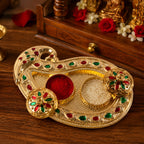 Golden Kumkum Kankavati Holder Elegant Pooja Organiser - Front View