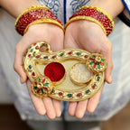 Golden Kumkum Kankavati Holder Elegant Pooja Organiser - Detail View 8