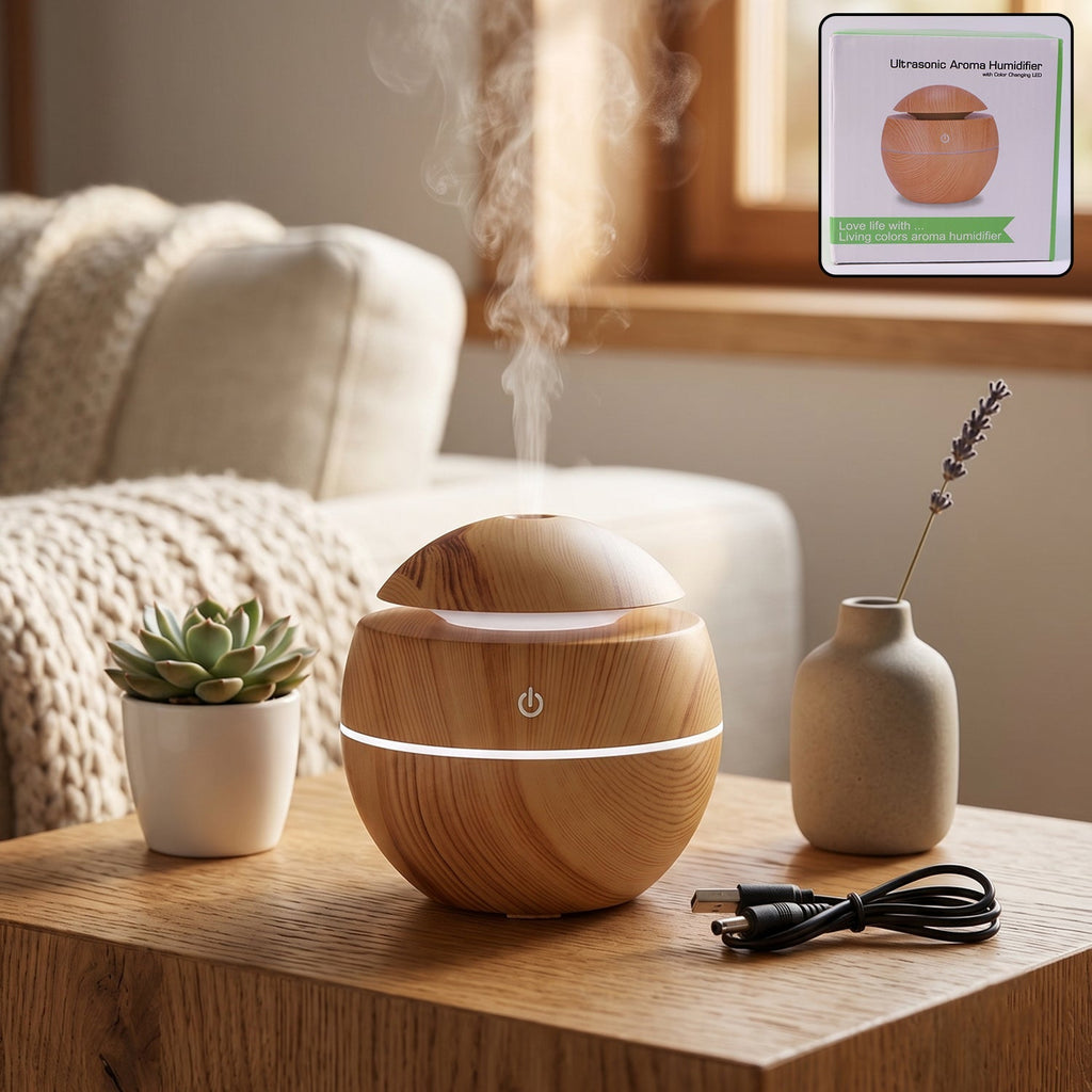 Ultrasonic Aroma Diffuser Compact 200ml with Color LED Light