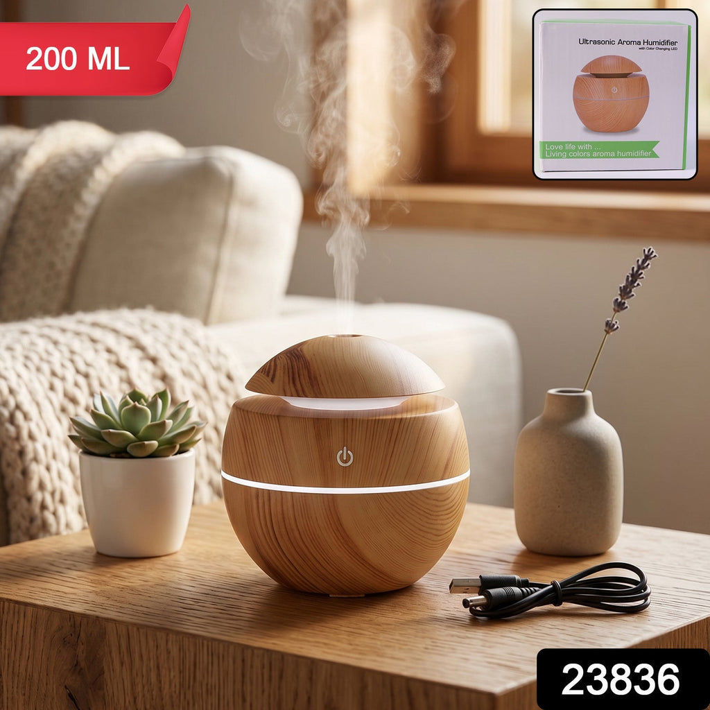Ultrasonic Aroma Diffuser Compact 200ml with Color LED Light - Side View
