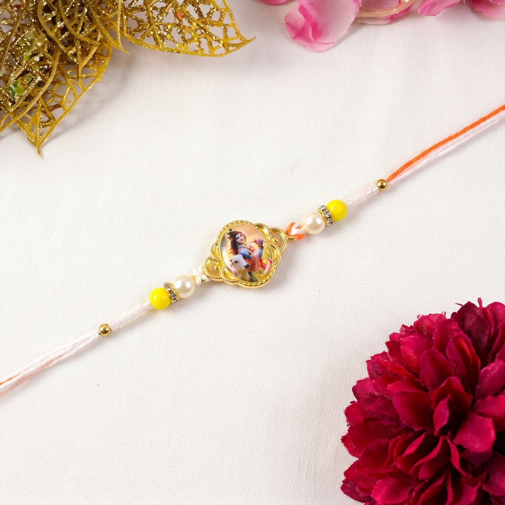 ALVENZA Lord Krishna Rakhi – Elegant Designer Thread for Raksha Bandhan