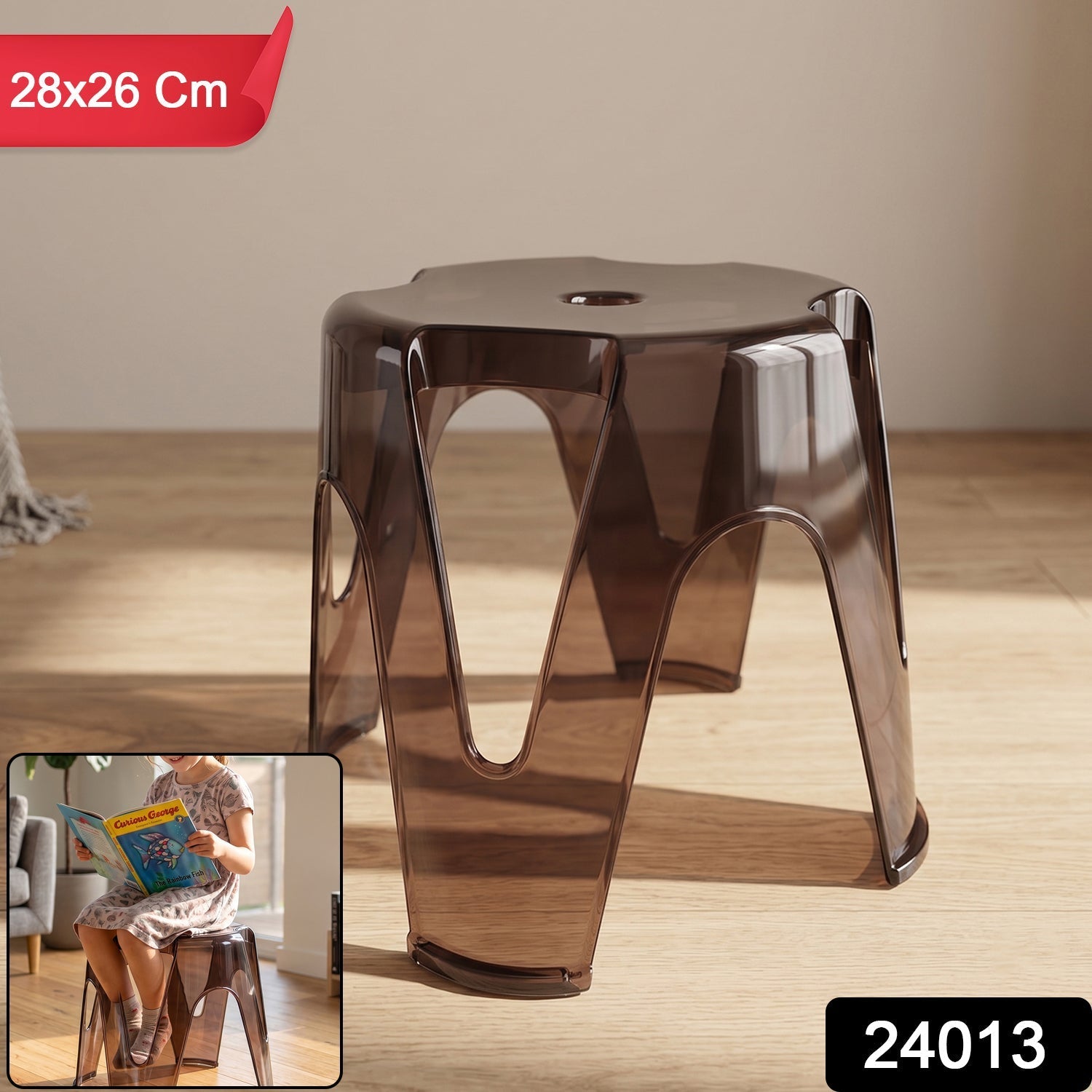 Plastic Sitting Stool Lightweight & Multipurpose Design for Home & Outdoor - Side View