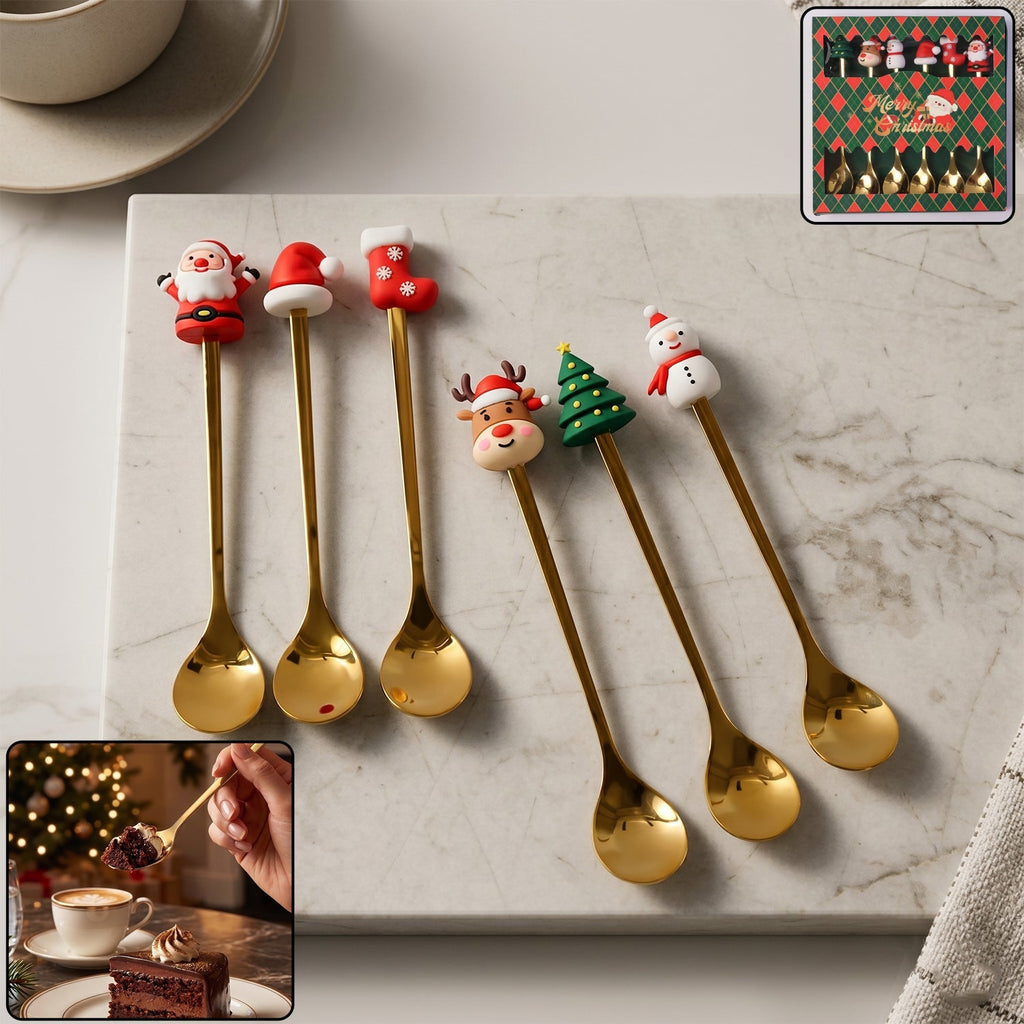 Golden Cartoon Spoon Set Stylish & Durable Tableware