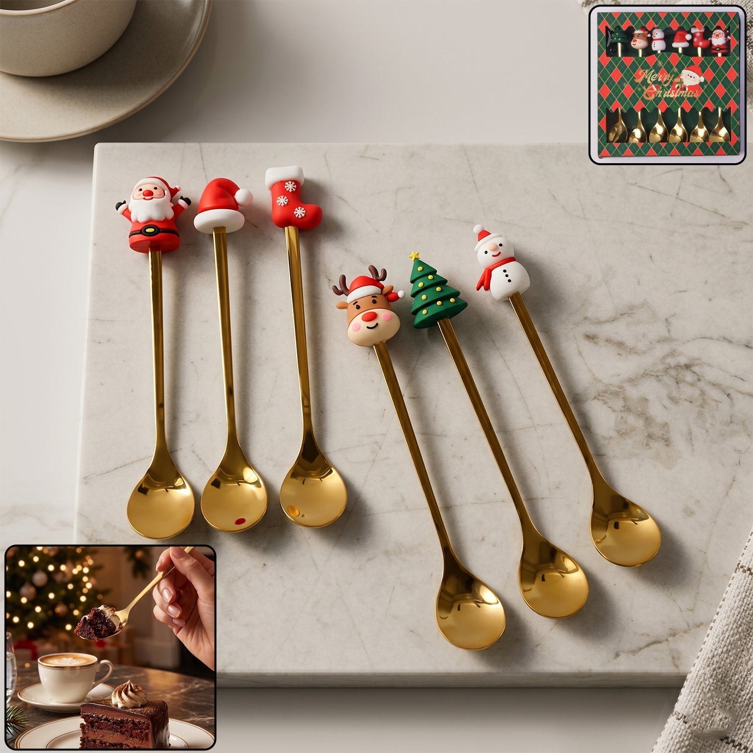 Golden Cartoon Spoon Set Stylish & Durable Tableware