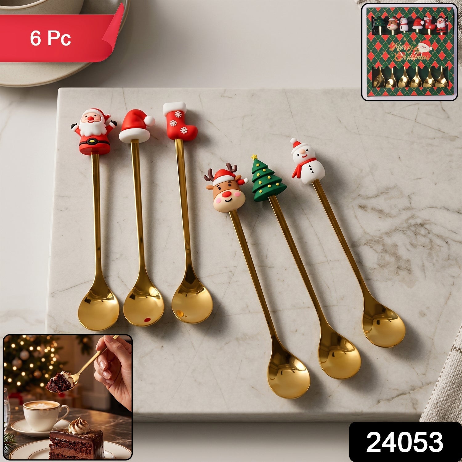 Golden Cartoon Spoon Set Stylish & Durable Tableware - Side View