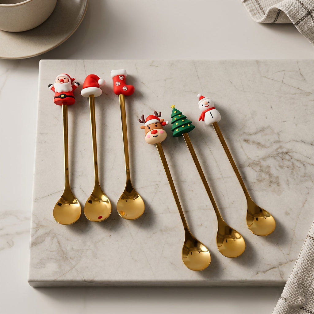 Golden Cartoon Spoon Set Stylish & Durable Tableware - Back View