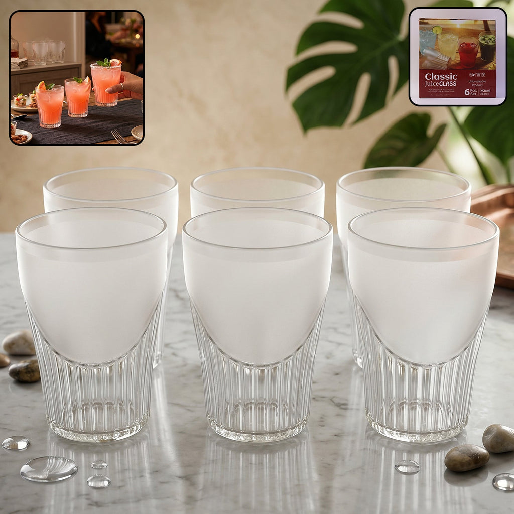 Unbreakable Plastic Juice Glass Set Safe & Stylish Drinkware for Home - Front View