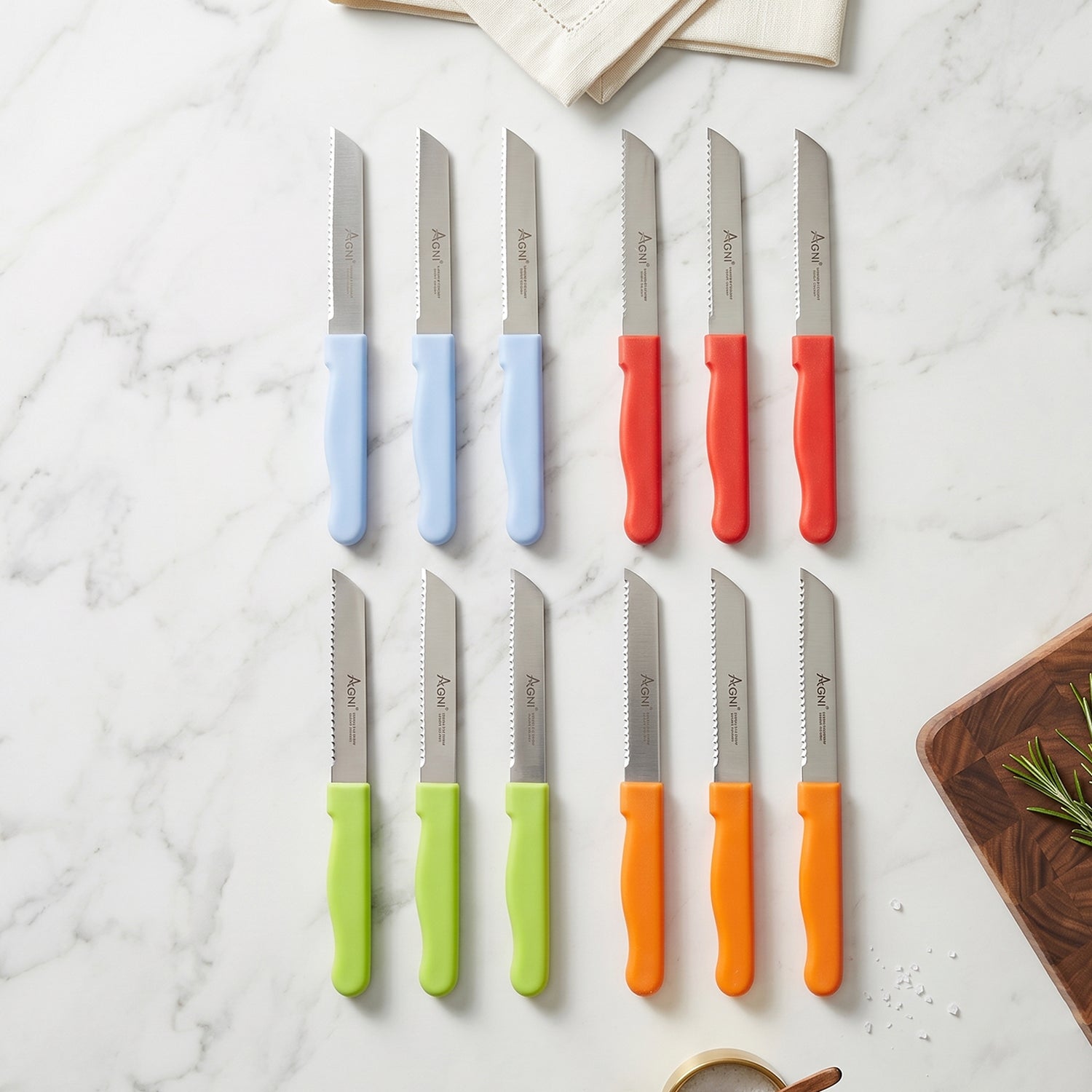 Kitchen Knife Set Sharp, Durable & Colour-Coded for Daily Use - Front View