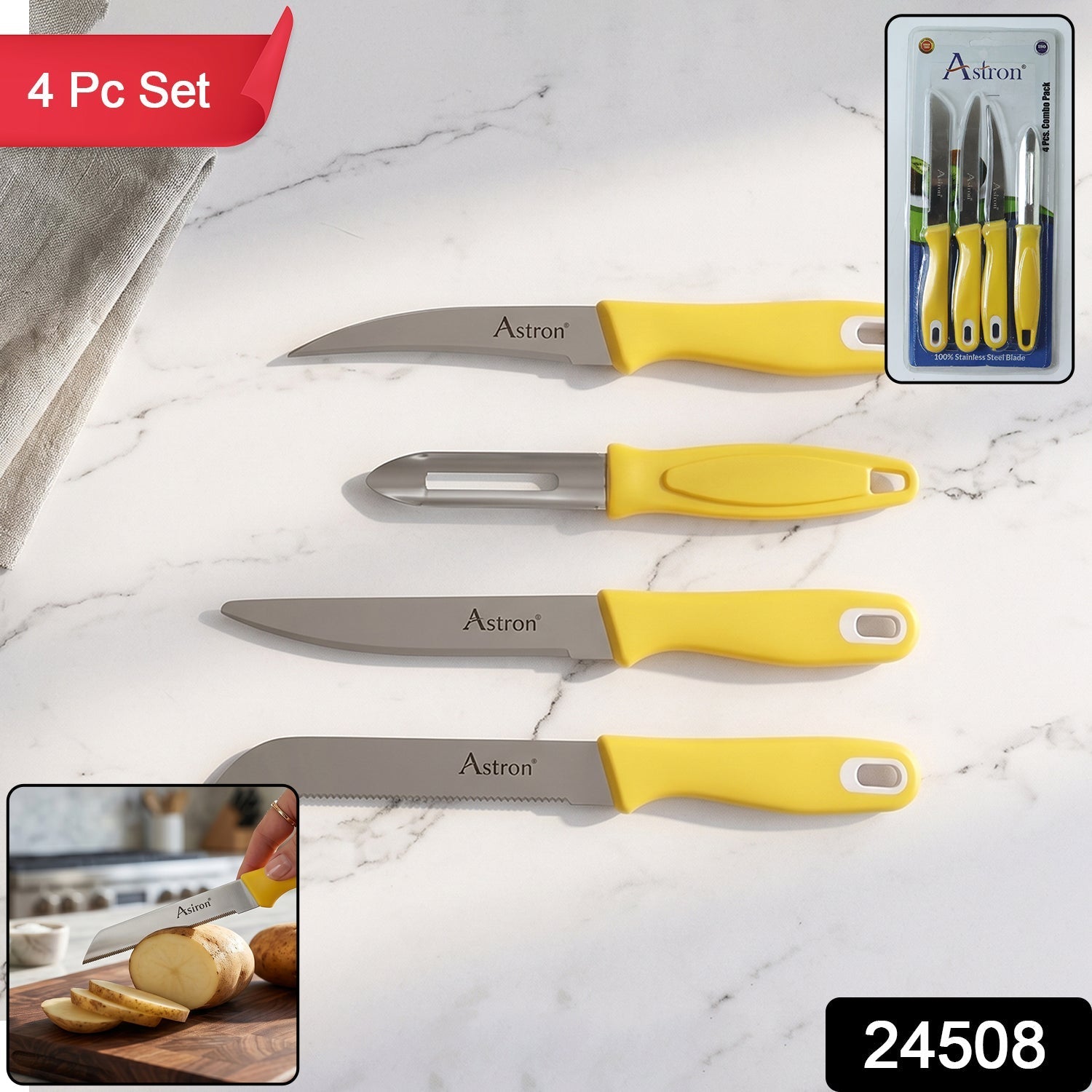 Kitchen Knife Set Durable & Sharp for Everyday Cooking - Side View