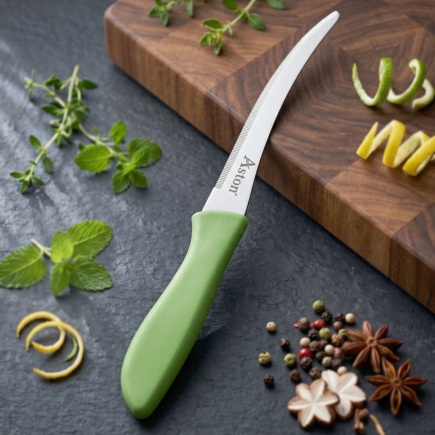 Kitchen Utility Knife Sharp, Curved Serrated Blade for Precise Cutting