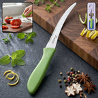 Kitchen Utility Knife Sharp, Curved Serrated Blade for Precise Cutting - Front View