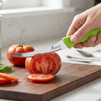 Kitchen Utility Knife Sharp, Curved Serrated Blade for Precise Cutting - Back View