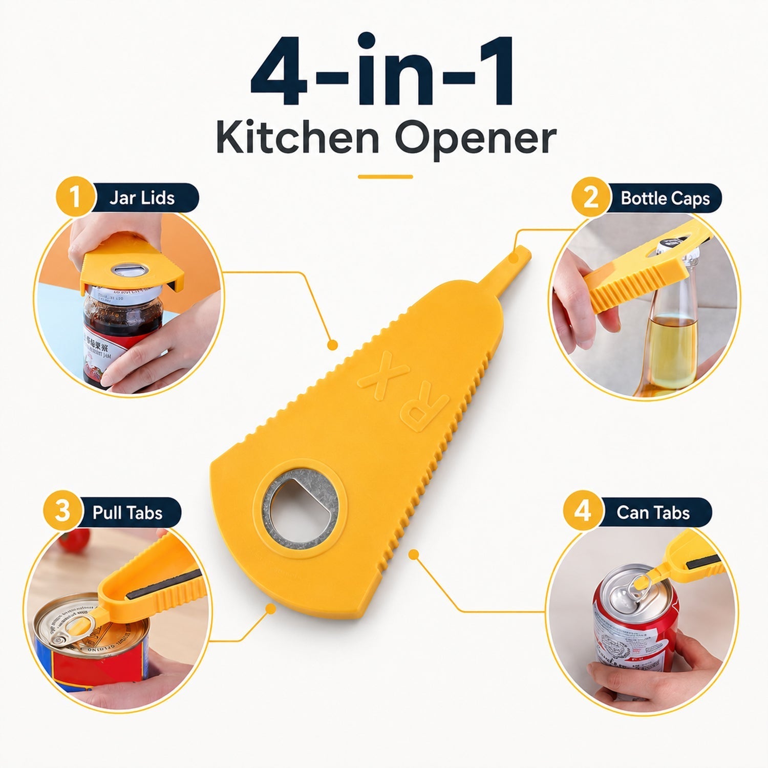 Stainless Steel Multipurpose Bottle & Can Opener Easy-Grip Design - Front View