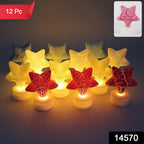 ALVENZA Star Shape LED Tealight Candles – Set of 12 Decorative Lights