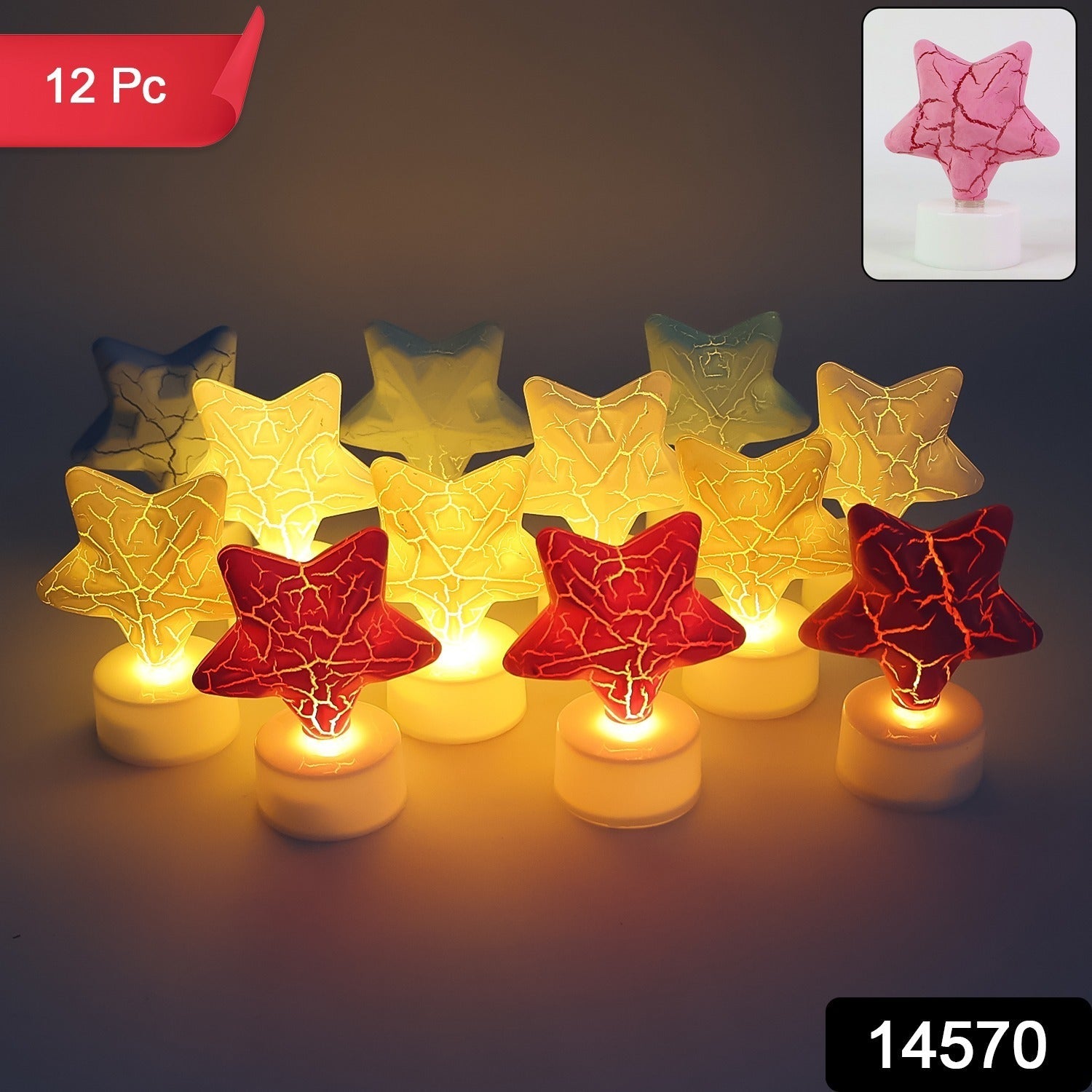 ALVENZA Star Shape LED Tealight Candles – Set of 12 Decorative Lights
