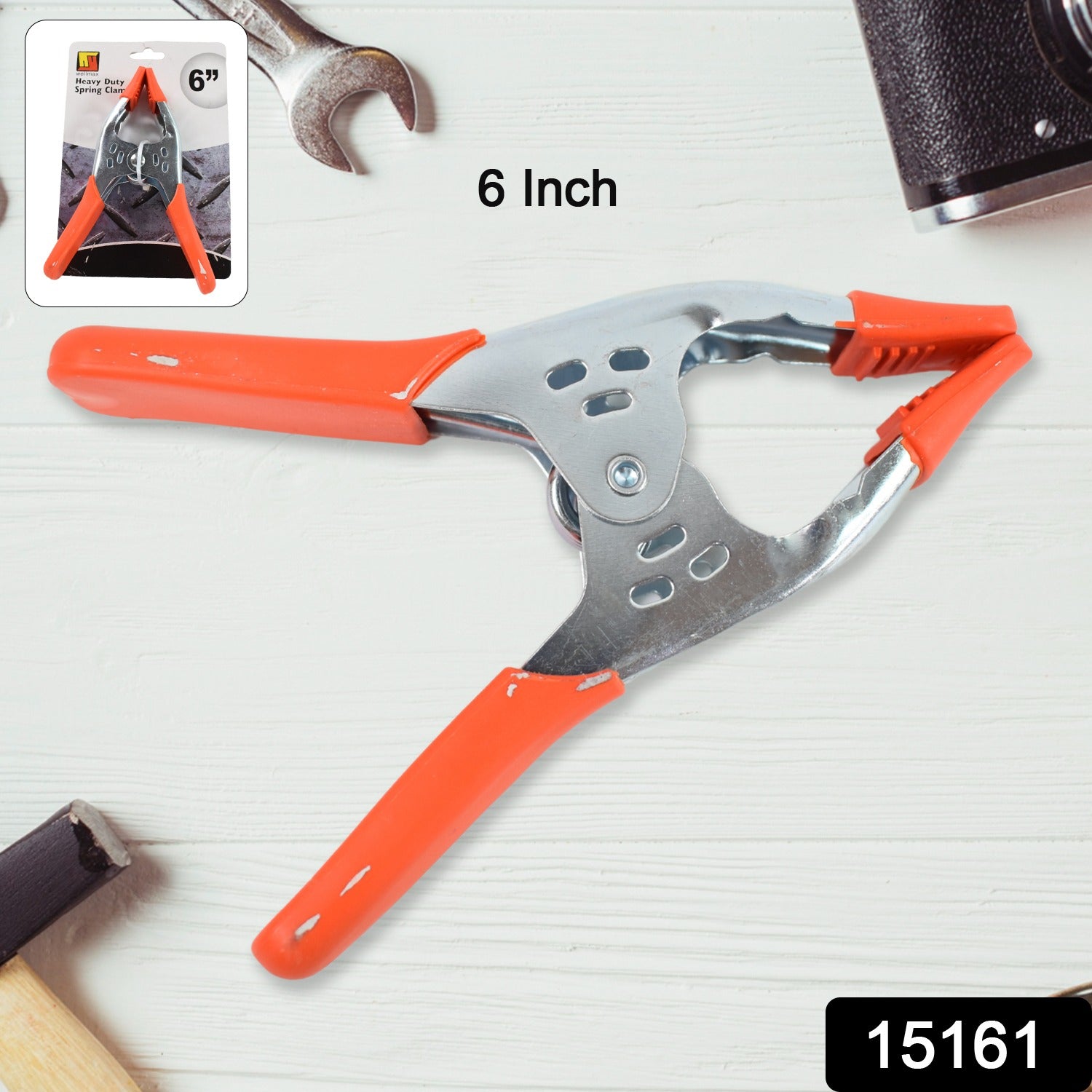 Heavy Duty Spring Clamp 6 Inch Metal, 3 Inch Jaw - Side View