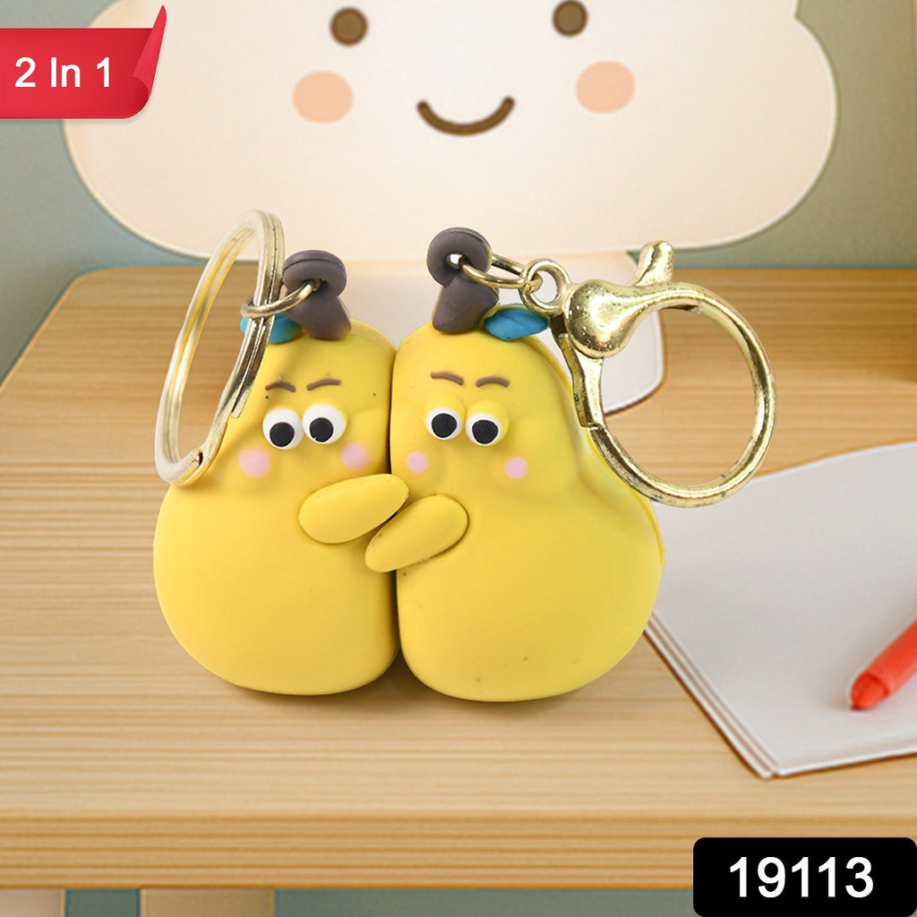 ALVENZA Cute Cartoon Couple Keychain Set – Soft Rubber 2-in-1 Hugging Pair
