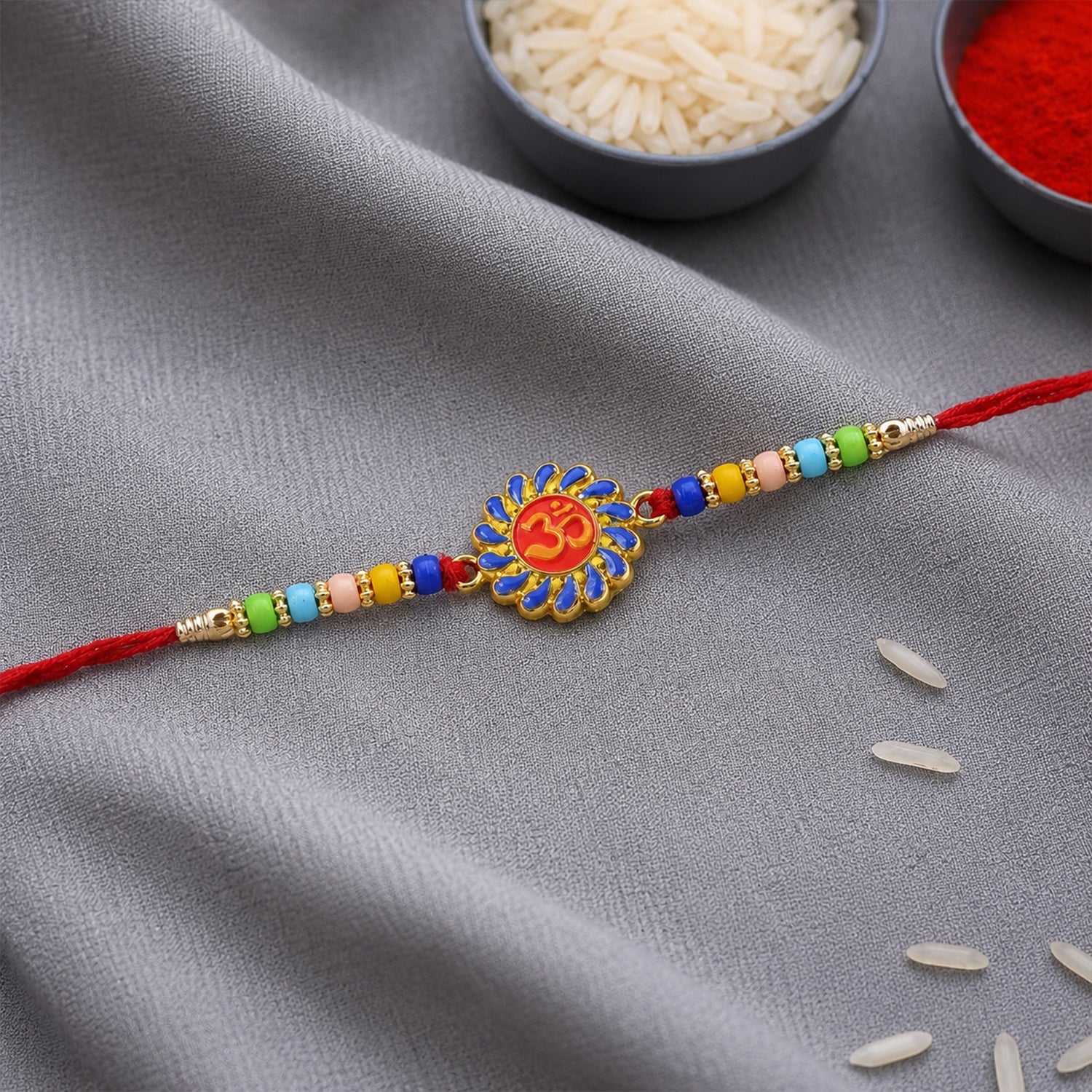 ALVENZA Om Rakhi – Multicolor Beads & Soft Thread for Brother