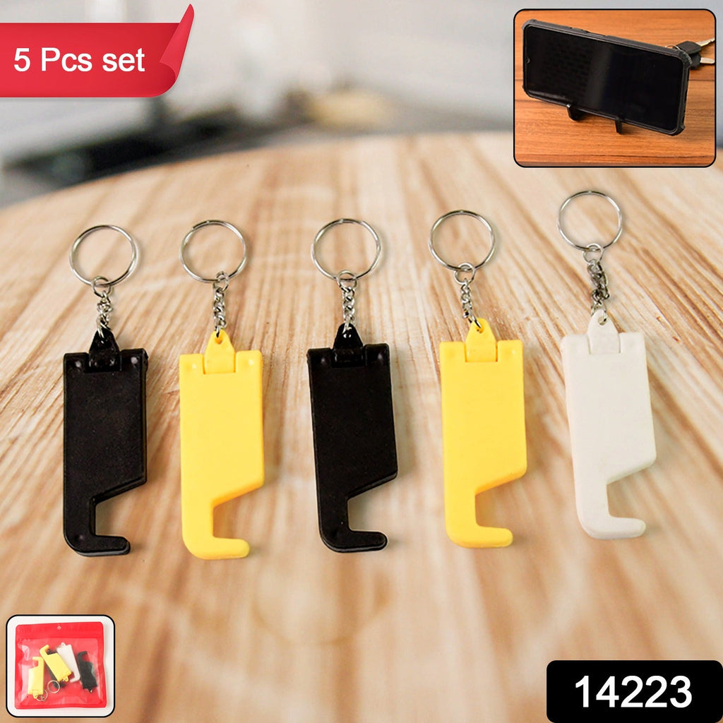 ALVENZA Plastic Keychain Mobile Stand – 2 in 1 Multicolor Phone Holder Set
