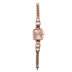 Women's Rose Gold Watch – Square Dial Floral Bracelet