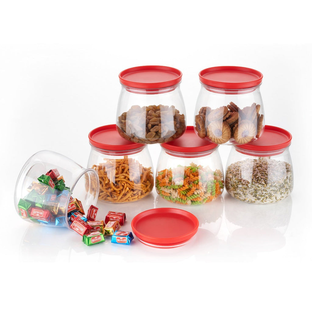 ALVENZA Airtight Storage Jars – Matka Shape, 900ml Set of 6 | Velvet Wheels