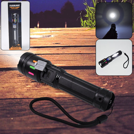 ALVENZA LED Flashlight USB Rechargeable – Zoom & 5 Lighting Modes