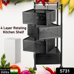 ALVENZA Kitchen Trolley – 4-Layer Metal Organizer for Fruits & Veggies | Tidy Table