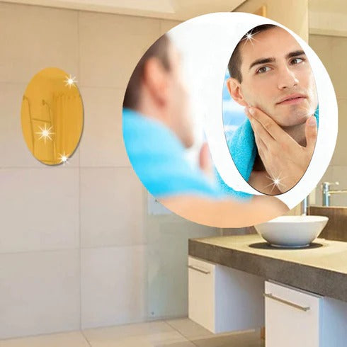 ALVENZA Oval Mirror Wall Sticker – Frameless, Easy Peel & Stick | Indo Glow