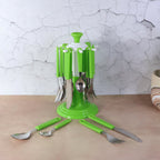 ALVENZA Stainless Steel Cutlery Set – 24 Pieces with Rotating Stand