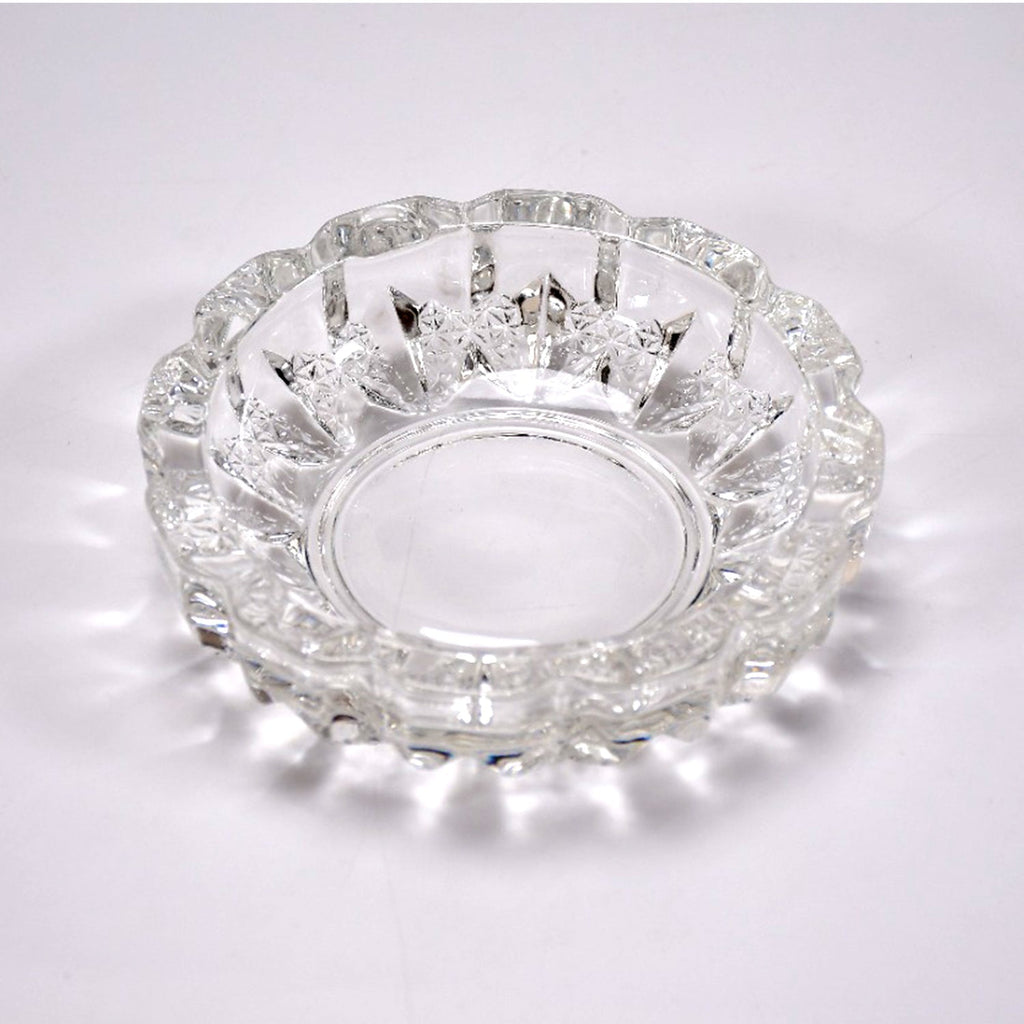 Crystal Glass Ashtray Round Cigar & Cigarette | Styleva - Back View