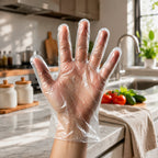 Disposable Plastic Gloves Hygienic & Convenient for Food & Cleaning - Front View