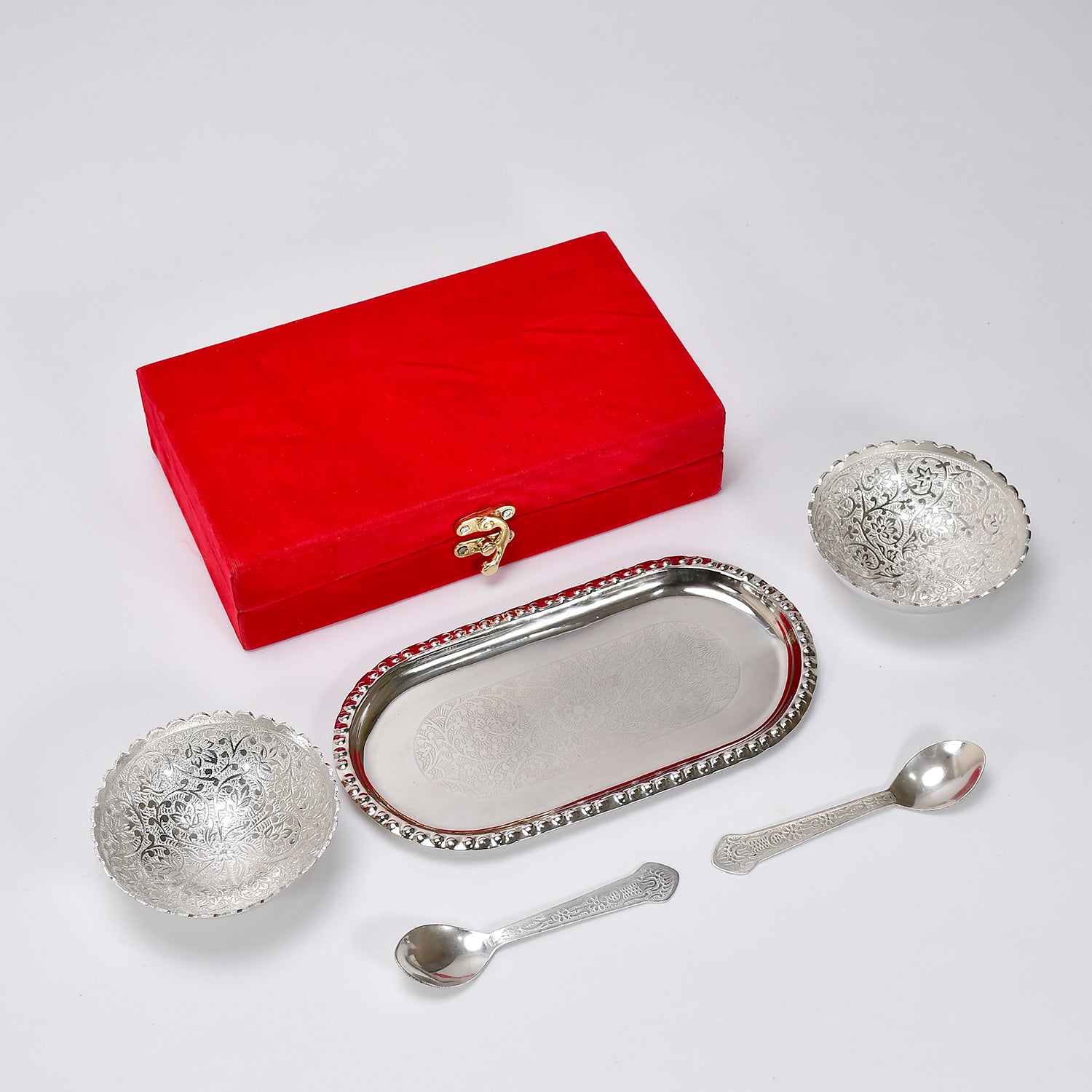 ALVENZA Silver Plated Bowl Set – Brass Serving Tray | Lunchie Bunchie