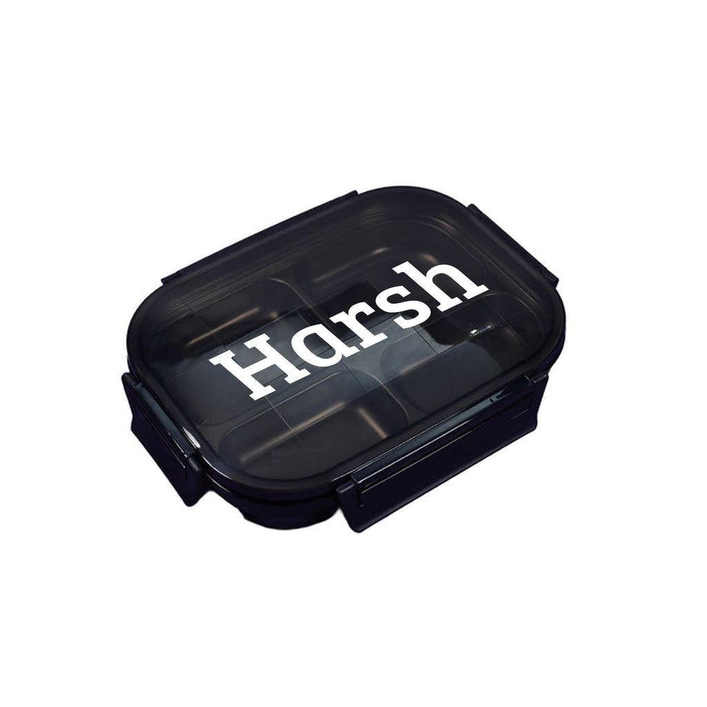 ALVENZA 4 Compartment Lunch Box – Stainless Steel & Transparent | CustomSpot