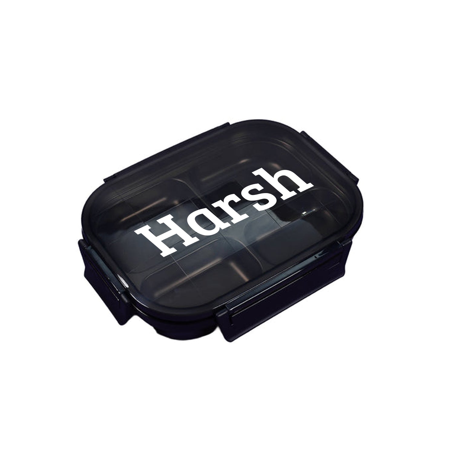 ALVENZA 4 Compartment Lunch Box – Stainless Steel & Transparent | CustomSpot