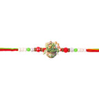 ALVENZA Auspicious Floral Kalash Devotional Rakhi for Brother with Beads Gift