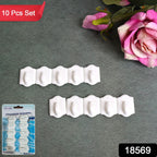 Adhesive Wall Hooks Strong Drill-Free Set of 10 | GlimmerHome - Side View