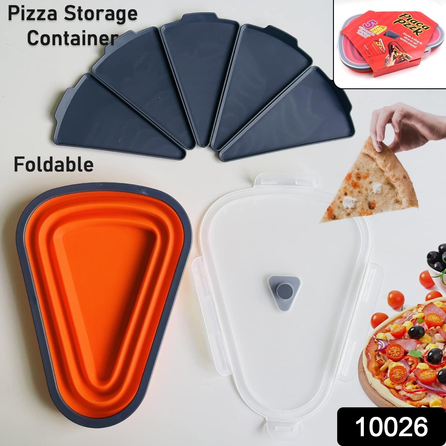Pizza Storage Container Expandable Silicone Box with 5 Trays | Tidy Table - Side View