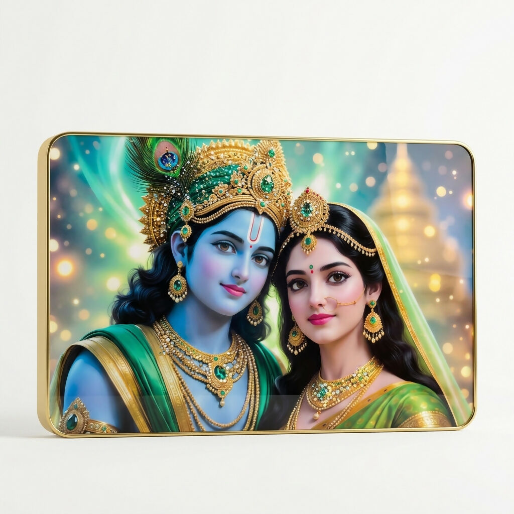 ALVENZA Radha Krishna Acrylic Photo Frame – Elegant Wall Decor for Temples