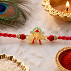 ALVENZA Auspicious Lord Ganesha Rudraksha Designer Meenakari Rakhi for Brother
