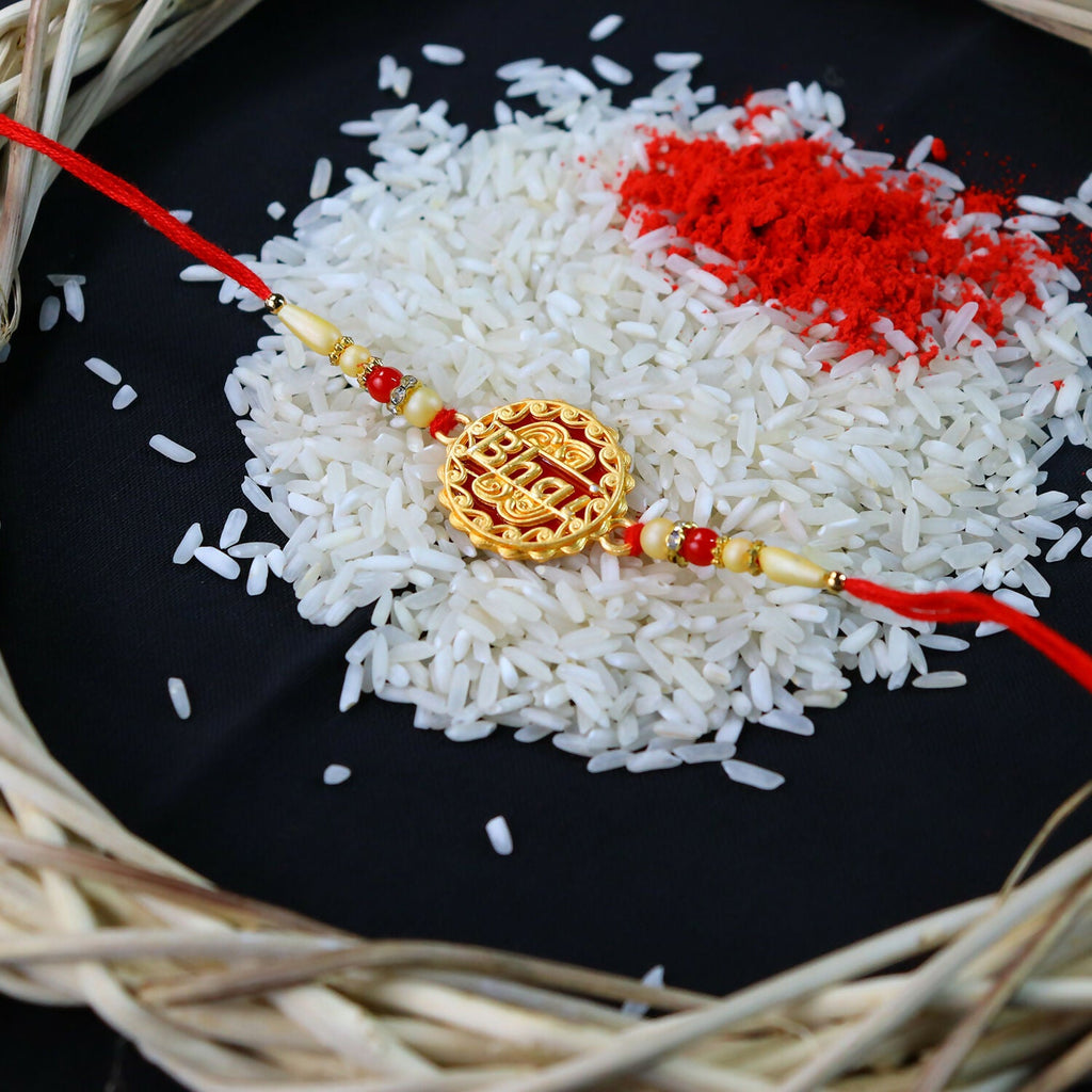 ALVENZA Bhai Rakhi - Elegant traditional thread with decorative beads for brother