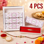 ALVENZA Festive Red & Green Meenakari Pinwheel AD Stone Rakhi for Brother Gift