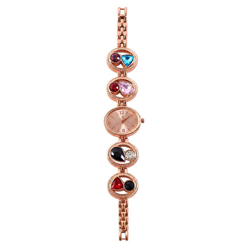 Rose Gold Bracelet Watch – Women's Analog with Crystal Stones