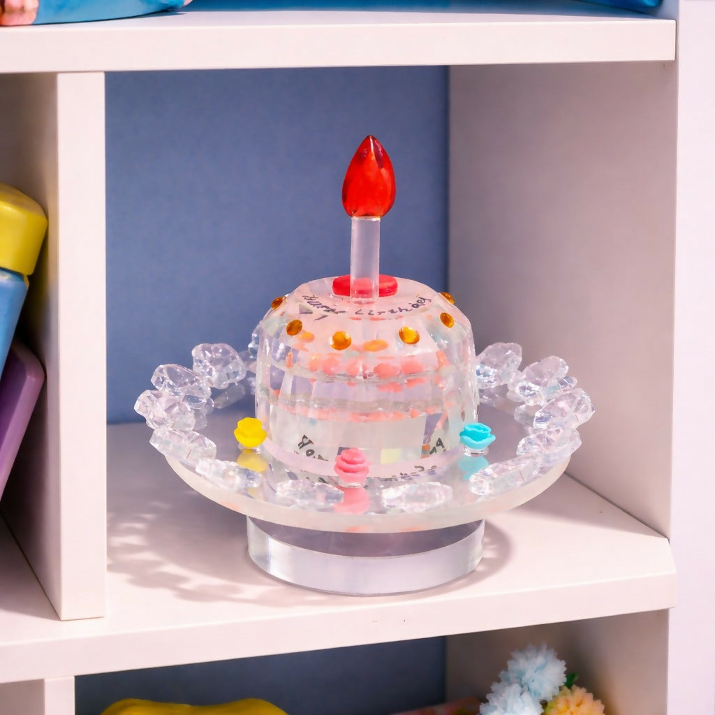 ALVENZA Rotating Crystal Cake Showpiece – Elegant Table Centerpiece for Occasions