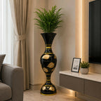 ALVENZA 24-Inch Metal Floor Vase – Elegant Gold Leaf Design for Home Decor