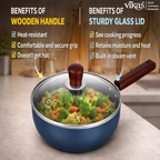 ALVENZA Ceramic Frypan – Non-Stick Coating with Glass Lid & Wooden Handle