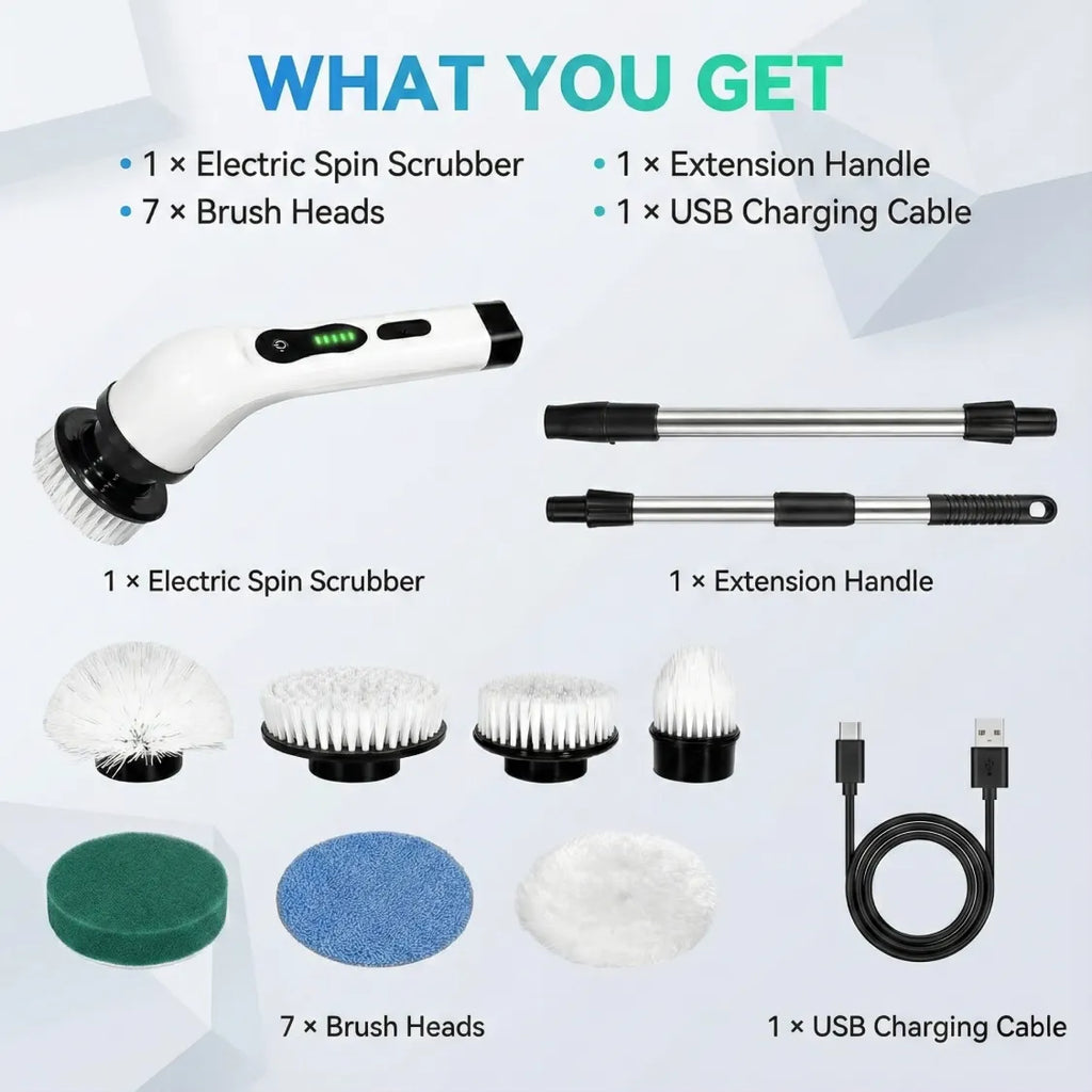 ALVENZA Electric Spin Scrubber Brush – 7-in-1 Cordless Cleaning Tool