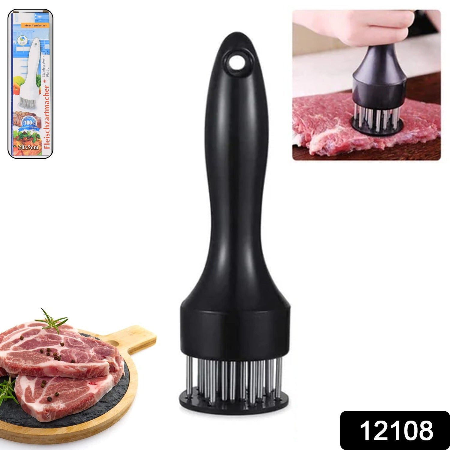 Meat Tenderizer Tool Stainless Steel Needle for Juicier Meats | ToolMate Pro - Side View