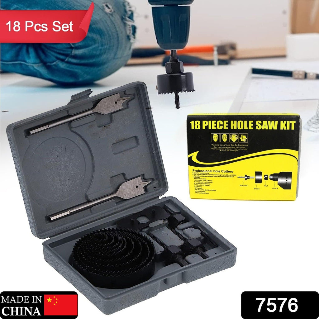 ALVENZA Hole Saw Kit – Carbon Steel 18 Pcs Set for Wood & Plastic | BoltForce
